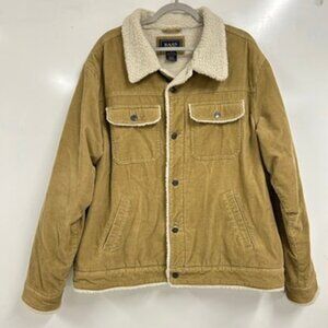 Bass Sherpa-Lined Corduroy Jacket – Men’s Tan Trucker Jacket, Vintage Rugged Wor